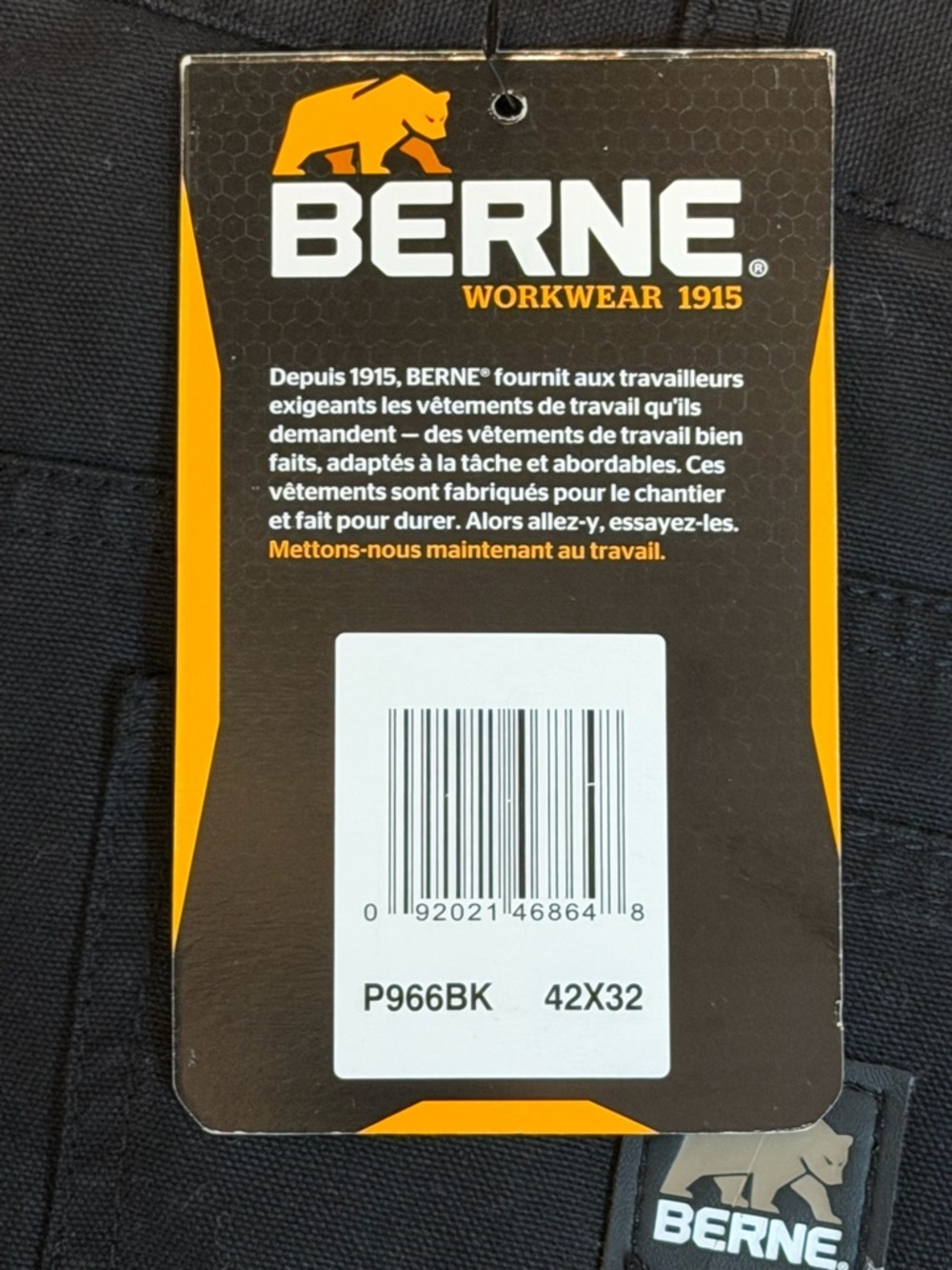 BERNE Workwear Cargo Pants 42x32 NWT Insulated Black Utility Work Pants - Picture 6 of 9